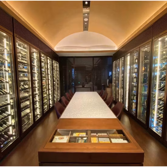 2023 New Style Customize Restaurant Stainless Steel Glass Gold Wine Modular Storage Cabinet with LED Spotlight for Your House
